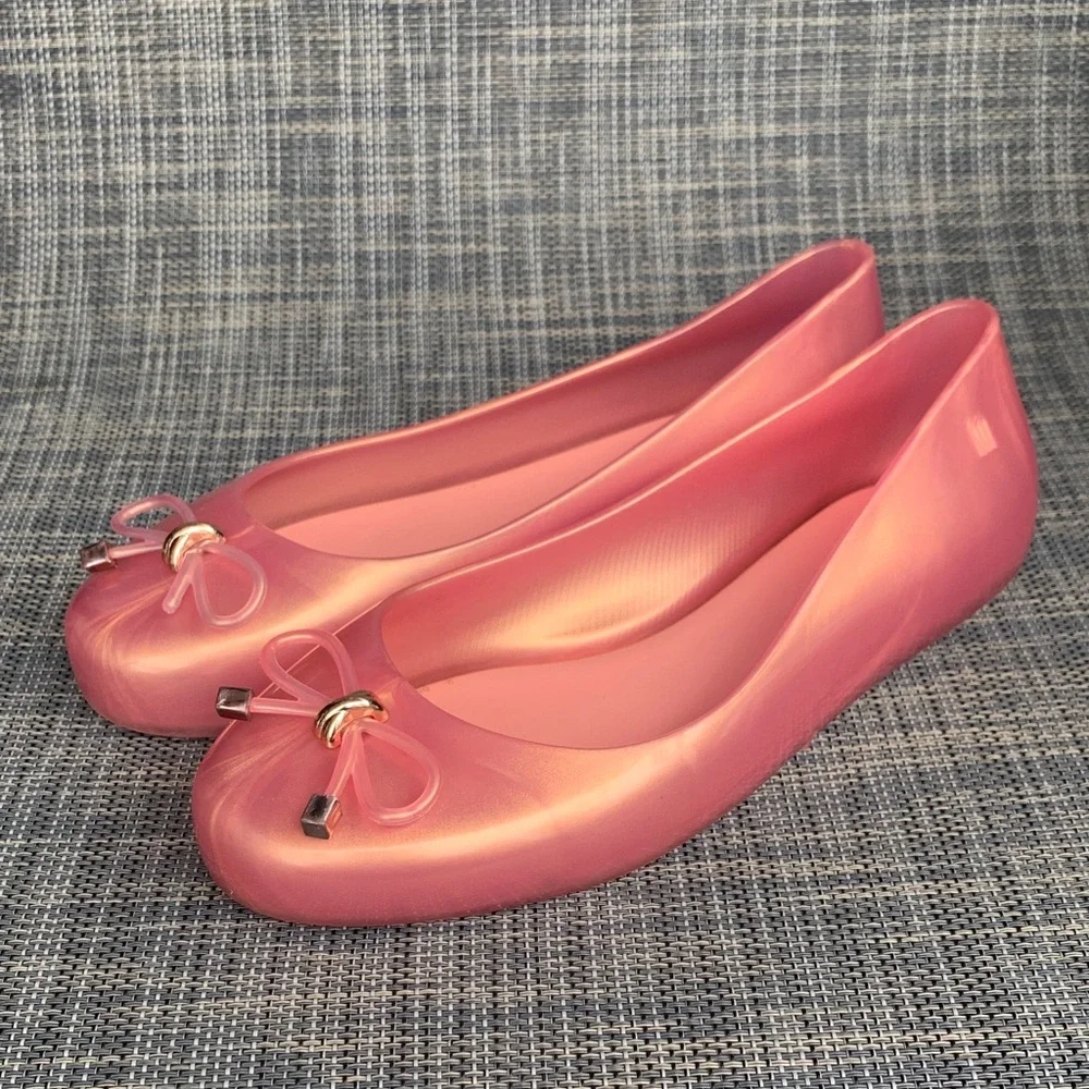 Melissa | Mel by Melissa 'Sweat Love' Pearl Pink Bow Flats Slip on Dress Shoes 3